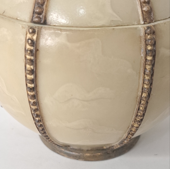 Vintage Croscill Home Romanza Trinket Box Hand Painted Faux Onyx Brass. - Picture 8 of 10